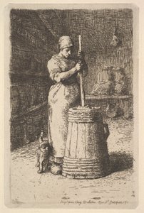 Frau beim Butterrühren, 1855-56 von Jean Francois Millet