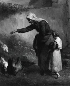 Frau füttert Hühner von Jean Francois Millet