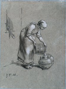 Frau an einem Brunnen