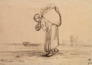 Frau mit einem Sack auf dem Rücken, ca. 1851-1855 von Jean Francois Millet