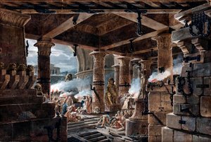 Architektonische Fantasie: das Innere eines ägyptischen Tempels von Jean Francois Thomas de Thomon