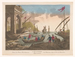 Ansicht von Booten und Schiffen im Hafen von Rotterdam