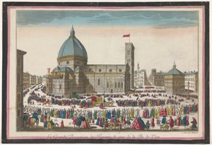 Ansicht des Doms von Florenz mit einer Prozession am Fronleichnamstag