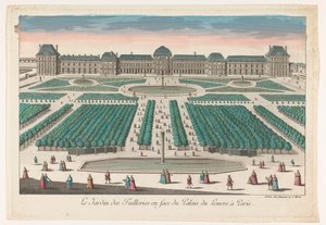 Ansicht des Jardin des Tuileries in Paris in Richtung des Palais du Louvre