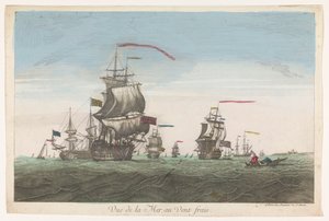 Meeresansicht mit Schiffen und Booten im Wind von Jean François Daumont