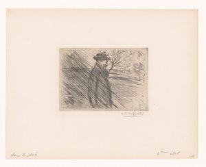 Mann mit Hut im Regen von Jean François Raffaëlli (signed by artist)
