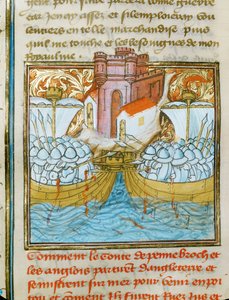 Die Seeschlacht von La Rochelle, in der eine englische Flotte von einer spanischen Flotte im Dienst Frankreichs besiegt wurde