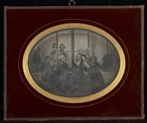 Gruppenporträt von acht Mitgliedern des Eynard-Lullin-Kreises