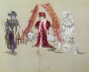 Bühnenbildentwurf mit Figurinen für die Uraufführung von Jean Giraudox