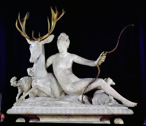 Diana auf einem Hirsch reitend