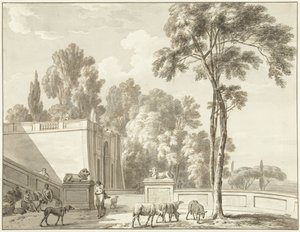Ansicht der Terrassen bei der Villa Aldobrandini in Frascati von Jean Grandjean