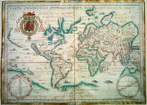 Universale hydrographische Karte. Manuskript von Jean Guerard, französischer Geograph. 1734. Paris, B.N.