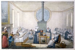 Gefundene Kinder (Waisenhaus) - Lithografie von Marlet, Ende des 19. Jahrhunderts