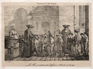 Szenen aus Paris: Die Brüder führen die Kinder zu St. Nikolaus der Felder von Jean Henri Marlet