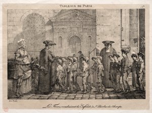 Szenen aus Paris: Die Brüder führen die Kinder zu St. Nikolaus der Felder von Jean Henri Marlet