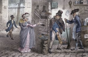 Der Briefkasten - Lithographie von Marlet, späte 19. Jahrhundert