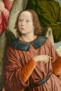 Ein Engel (Detail). Triptychon des Meisters von Moulins
