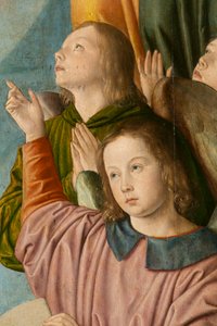 Engel (Detail). Triptychon des Meisters von Moulins