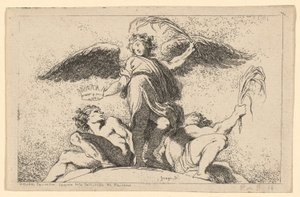 Engel mit einer Palme und einer Krone von Jean Honoré Fragonard after Annibale Carracci
