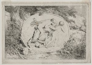Bacchanalien: Nymphe reitet auf einem Satyr von Jean Honore Fragonard