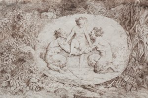 Bacchanalen: Nymphe von zwei Satyrn gestützt von Jean Honore Fragonard