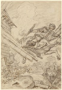 Don Quijote greift die Windmühle an von Jean Honore Fragonard
