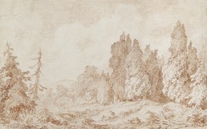 Landschaft mit einer Brücke, ca. 1760 von Jean Honore Fragonard