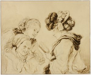 Margaruerite Gerard liest ihrer Mutter und Rosalie Fragonard vor