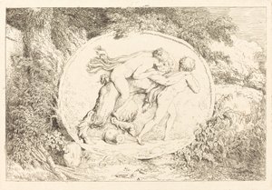 Nymphe reitet auf einem Satyr (Jeune fille a califourchon sur un satyre) von Jean Honore Fragonard