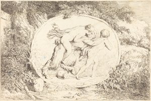 Nymphe reitet auf einem Satyr (Jeune fille a califourchon sur un satyre) von Jean Honore Fragonard
