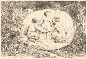 Nymphe, unterstützt von zwei Satyrn (Nymphe s