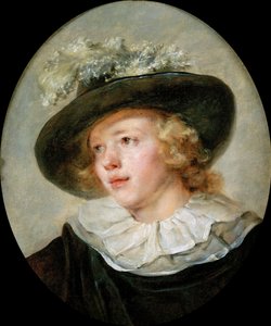 Porträt eines jungen Jungen mit Federhut von Jean Honore Fragonard