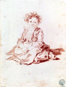 Kleines Mädchen, das auf dem Boden sitzt von Jean Honore Fragonard