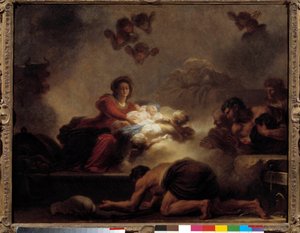 Die Anbetung der Hirten von Jean Honore Fragonard