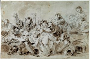 Der bestrafte Angreifer, nach „Der bestrafte Gascogner“ von Jean de la Fontaine von Jean Honore Fragonard