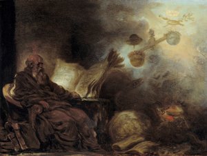 Der Traum von Plutarch oder Plutarch, der das Leben berühmter Männer erfindet. Der alte Mann wird in Meditation dargestellt von Jean Honore Fragonard