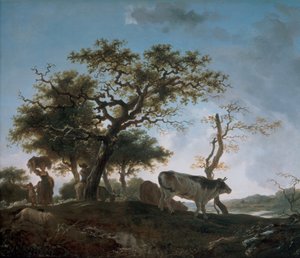Junge Frau und ein Hirte, die ihre Herden führen von Jean Honore Fragonard
