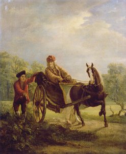 Voltaire (1694-1778) in einem Cabriolet in Ferney
