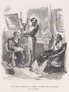 Es ist gut, dass er sie vor ihrem Ehemann schmeichelt und umgarnt. aus dem Kleinen Miseri..., 1843 von Jean Ignace Isidore Gérard