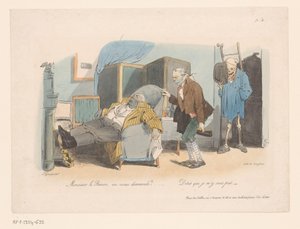 Baron wird von einem Totengräber und dem Tod geholt von Jean Ignace Isidore Gérard Grandville