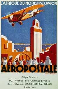 Aeropostale (Luftpost), Luftverbindungen mit Nordafrika, Plakat, Frankreich von Jean Jacquelin