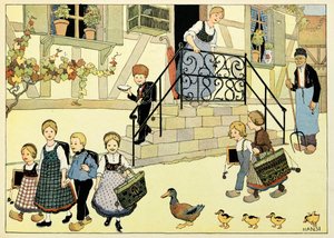 Mein Dorf, die Unvergesslichen: Auf dem Weg zur Schule von Jean Jacques (1873 1951) Waltz