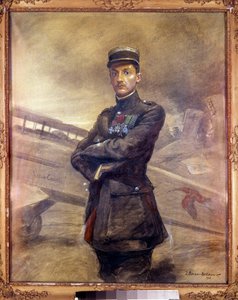 Porträt von Georges Guynemer (1894-1917). Er ist ein französischer Pilot des Ersten Weltkriegs. 1918. Gemälde von Jean Jacques Berne Bellecour (1874-?). 20. Jahrhundert. Paris, Musée de l