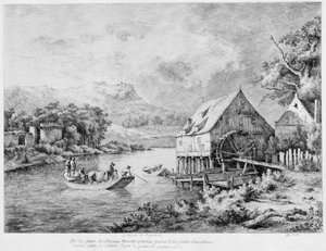 Eine Mühle am Flussufer von Jean Jacques Boissieu de