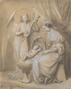 Jungfrau und Kind, verehrt von einem Laute spielenden Engel, 1820-52