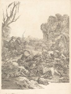 Eine Bärenjagd von Jean Jacques Flipart after Carle Van Loo