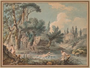 Aktfiguren in einer Landschaft von Jean Jacques François Lebarbier, called Le Barbier L’Aîné