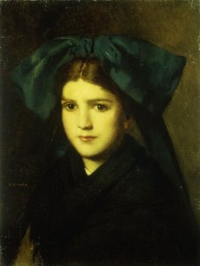 Porträt eines jungen Mädchens mit Schleife im Haar von Jean Jacques Henner