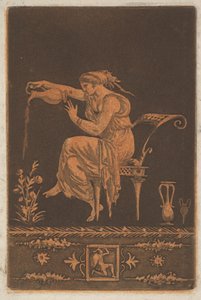 Junge drapierte Frau, sitzend, gießt eine Pflanze, ca. 1784