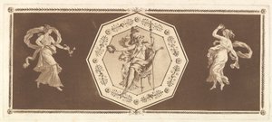 Minerva sitzt in einem dekorativen Oktagon, mit einer Figur links und rechts die Nacht von Jean Jacques Lagrenee